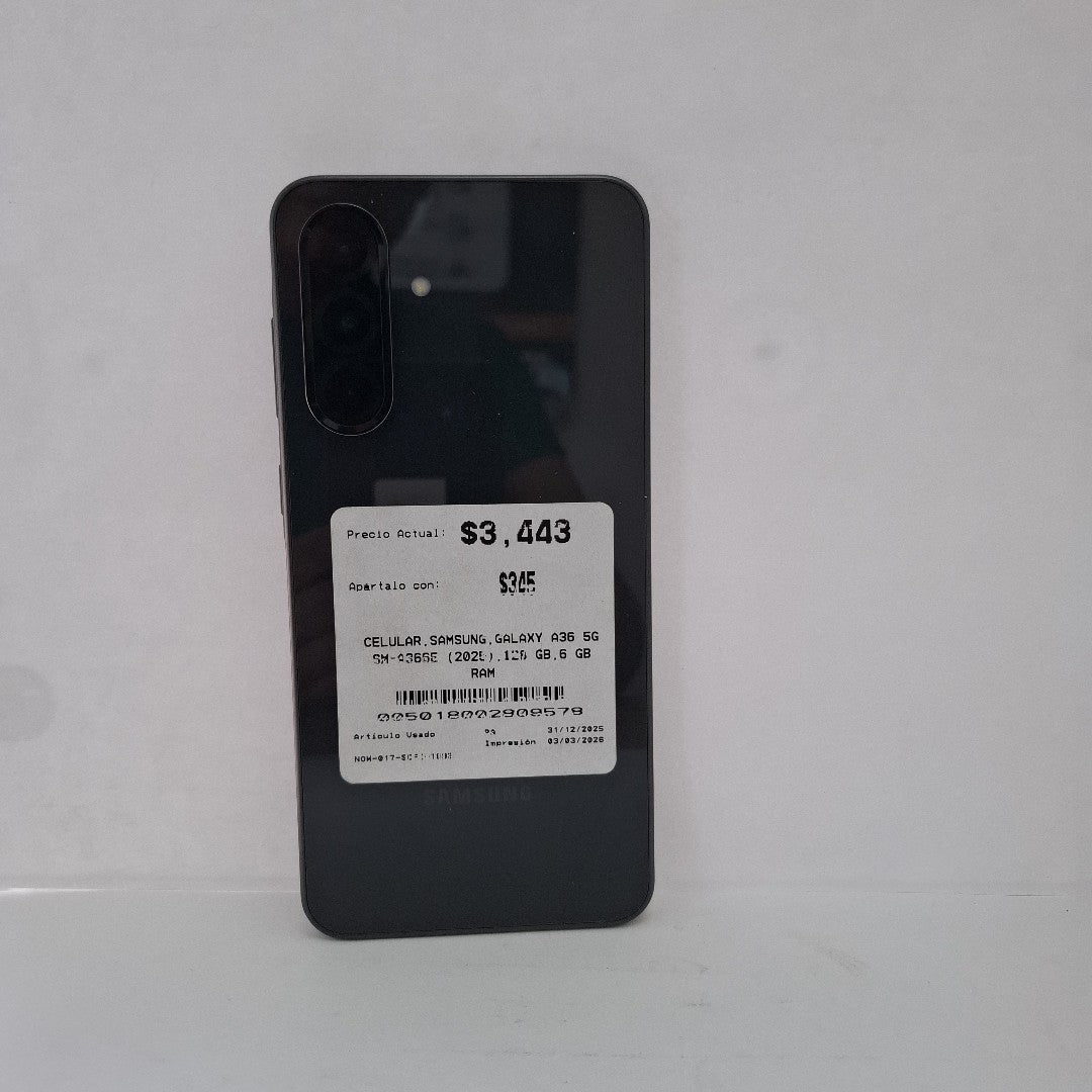 CELULAR SAMSUNG GALAXY A36 5G SM-A366E (2025) 128 GB 6 GB RAM (SEMINUEVO)