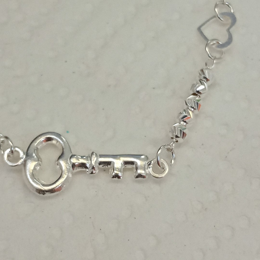 PULSERA TEJIDO LLAVE PLATA .925 18 CM 2.4 GR (NUEVO)