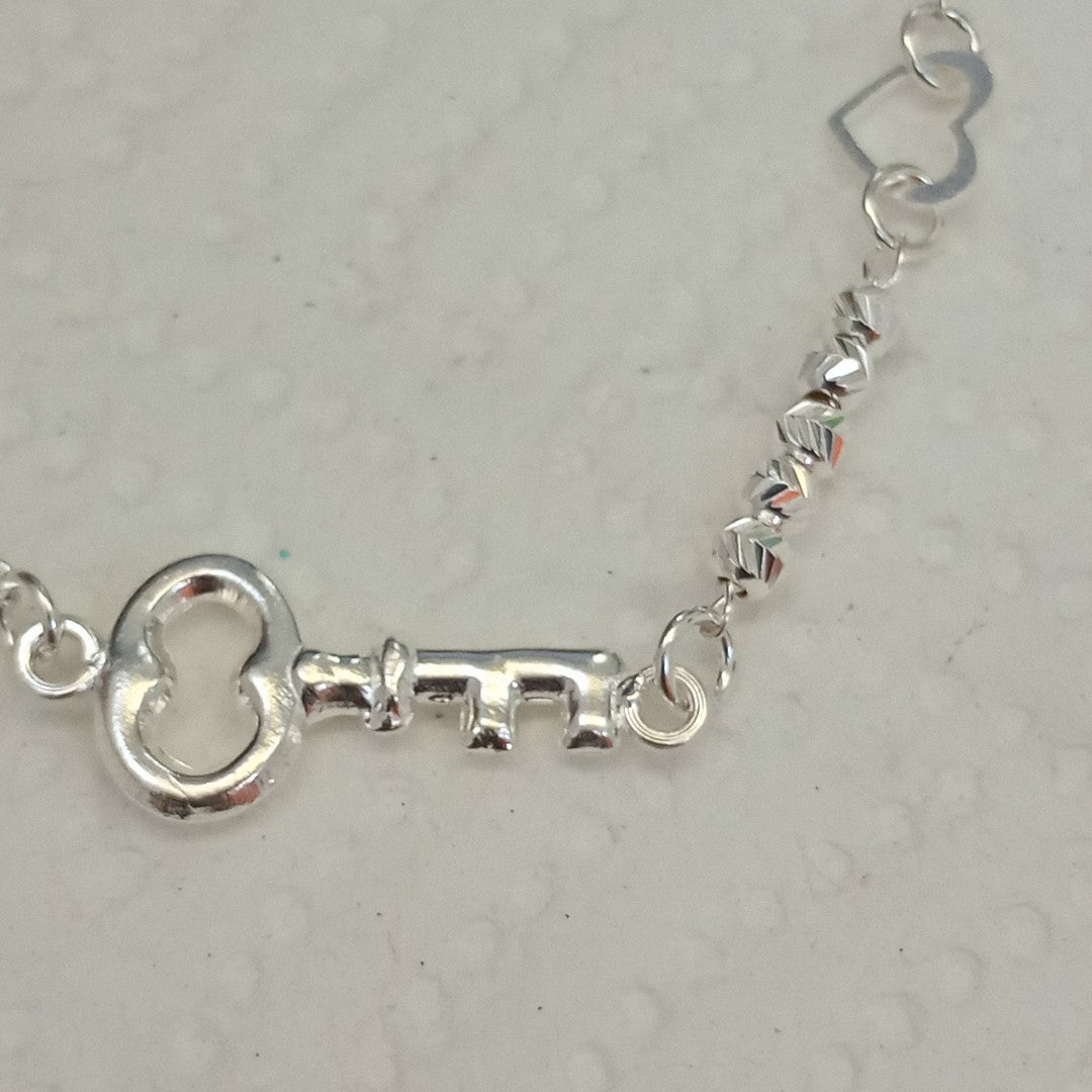 PULSERA TEJIDO LLAVE PLATA .925 18 CM 2.4 GR (NUEVO)