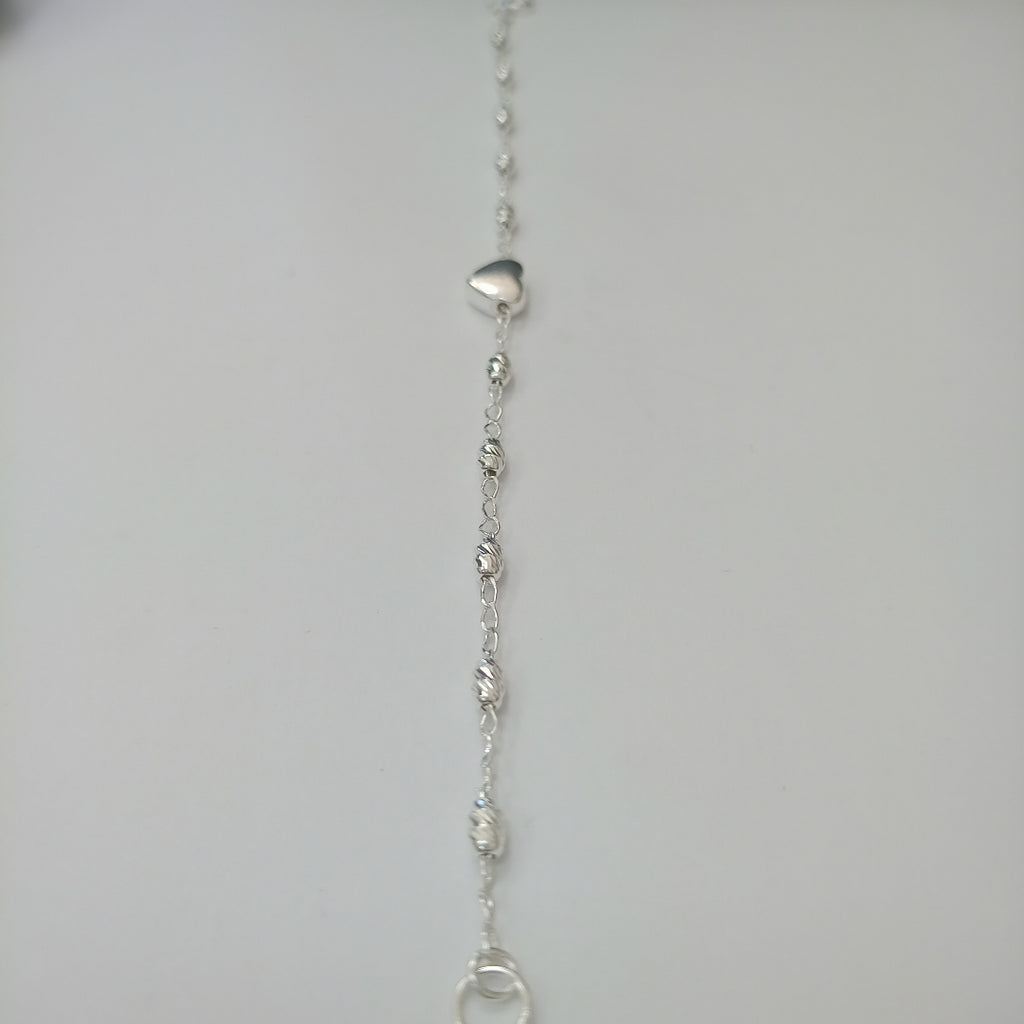 PULSERA TEJIDO CORAZON PLATA .925 18 CM 3.3 GR (NUEVO)