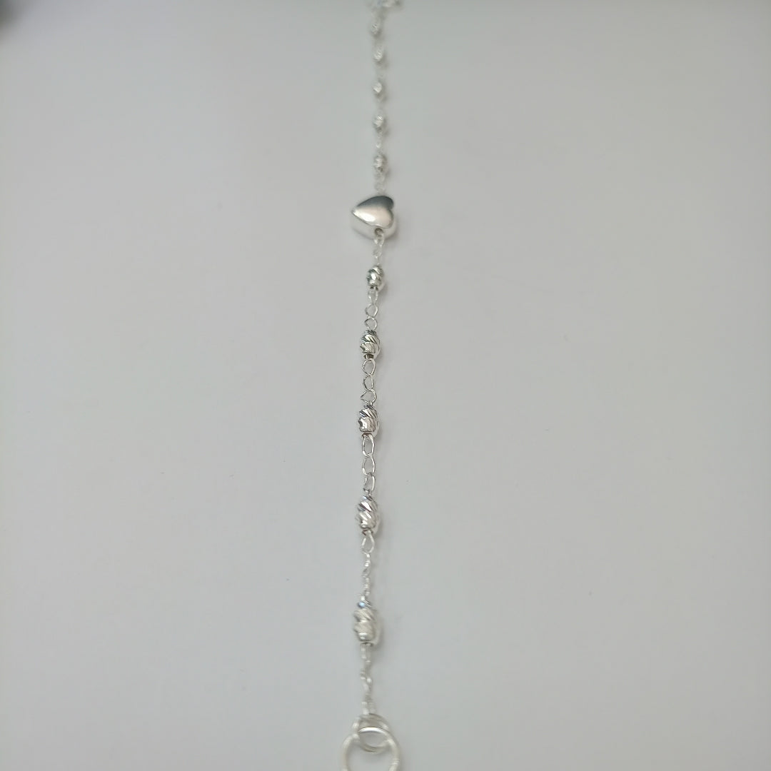 PULSERA TEJIDO CORAZON PLATA .925 18 CM 3.3 GR (NUEVO)