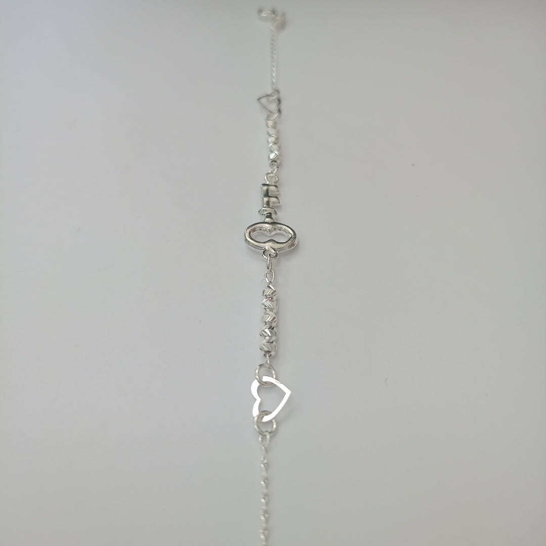 PULSERA TEJIDO LLAVE PLATA .925 18 CM 2.4 GR (NUEVO)