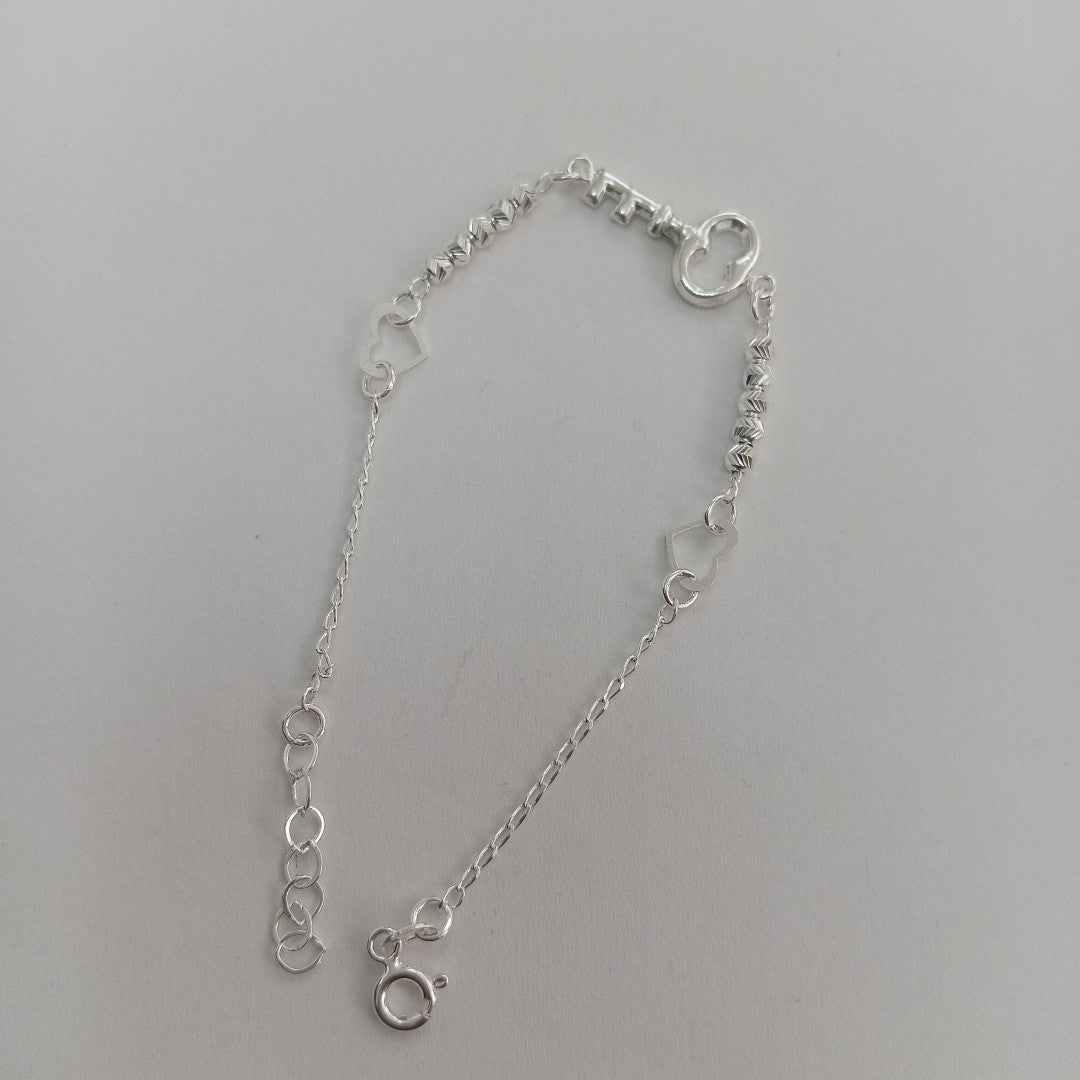 PULSERA TEJIDO LLAVE PLATA .925 18 CM 2.4 GR (NUEVO)