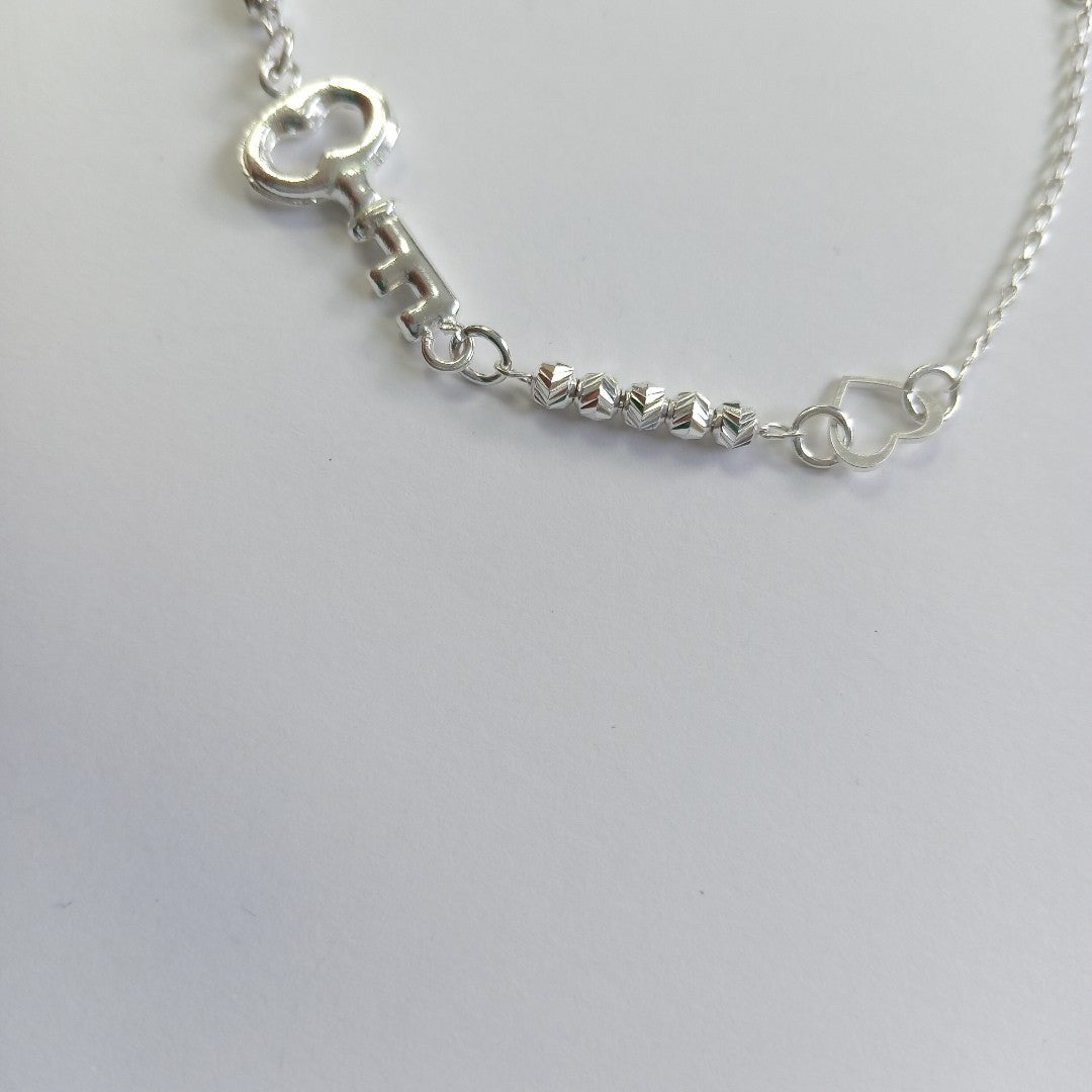PULSERA TEJIDO LLAVE PLATA .925 18 CM 2.4 GR (NUEVO)