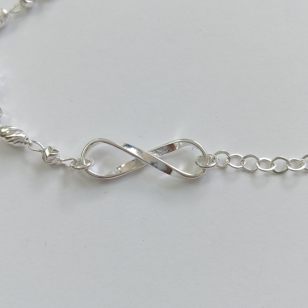 PULSERA TEJIDO INFINITO PLATA .925 18 CM 2.3 GR (NUEVO)