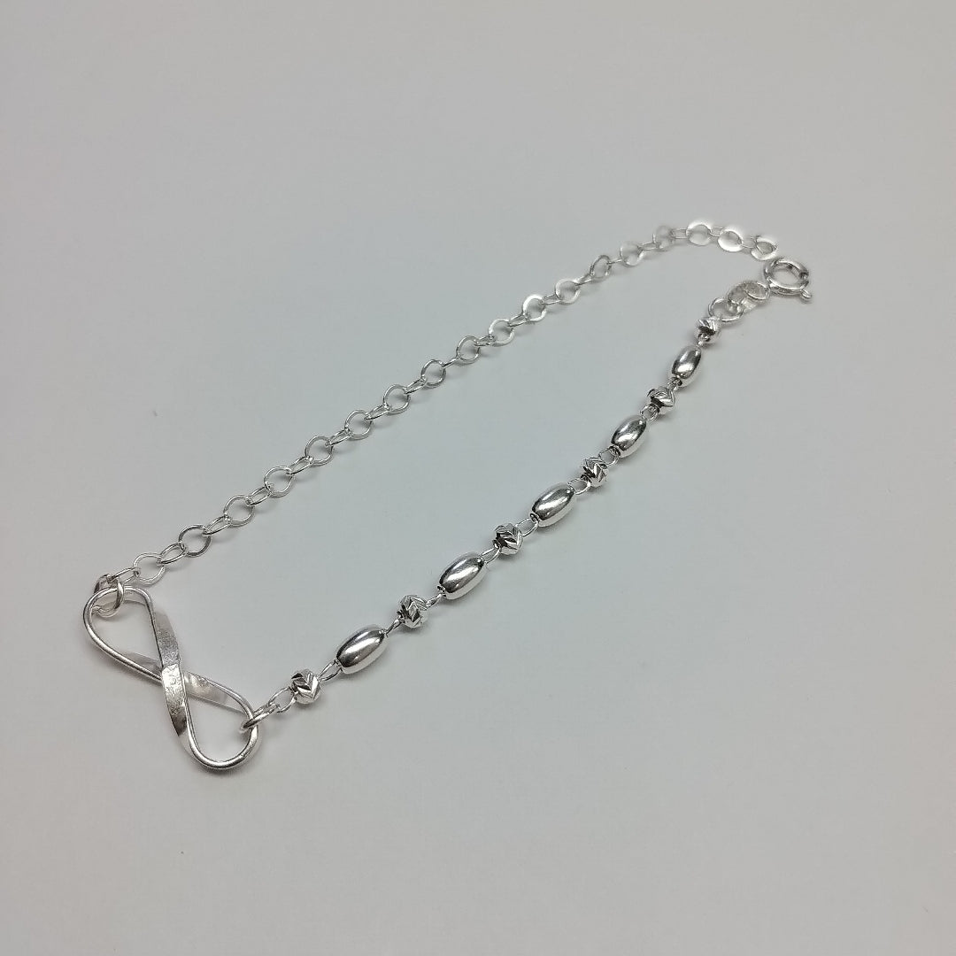 PULSERA TEJIDO INFINITO PLATA .925 18 CM 2.4 GR (NUEVO)