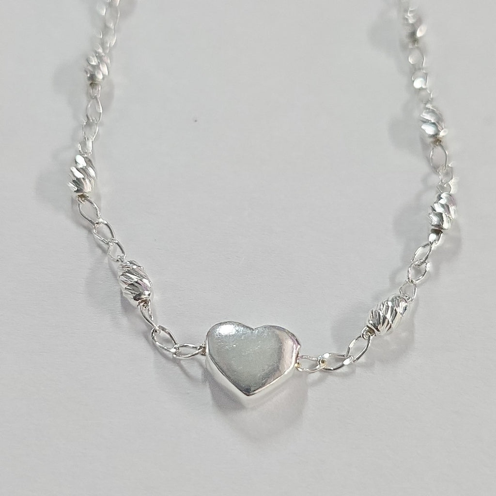 PULSERA TEJIDO CORAZON PLATA .925 18 CM 3.4 GR (NUEVO)