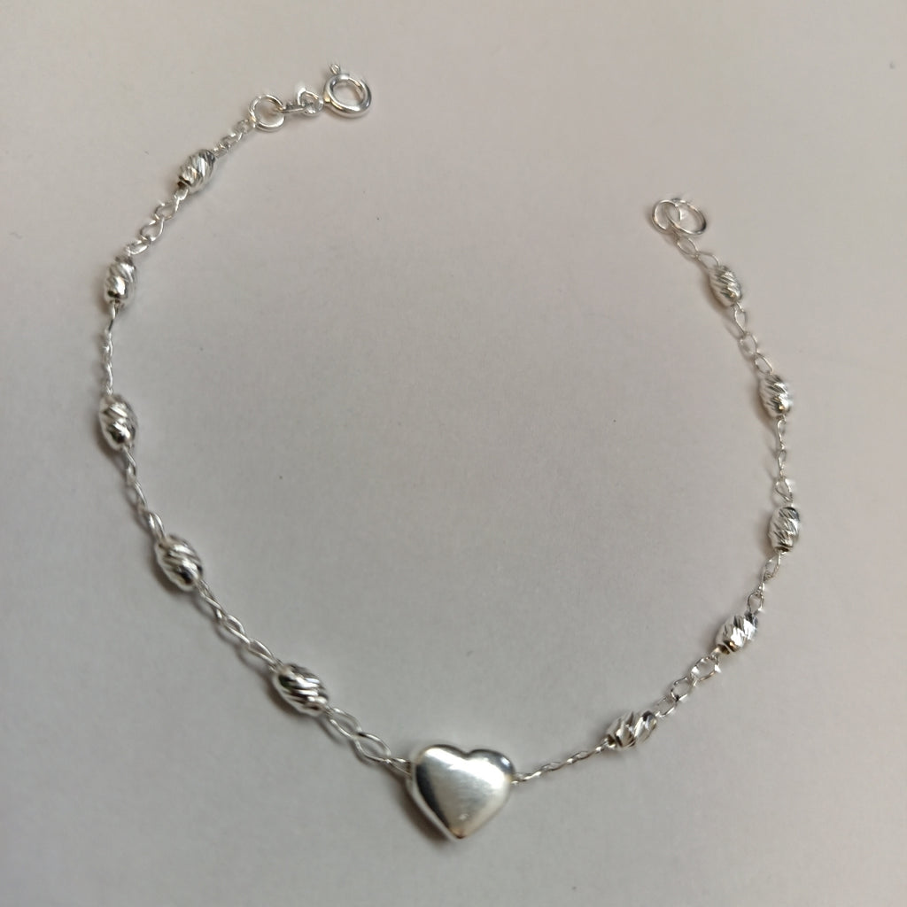 PULSERA TEJIDO CORAZON PLATA .925 18 CM 3.3 GR (NUEVO)
