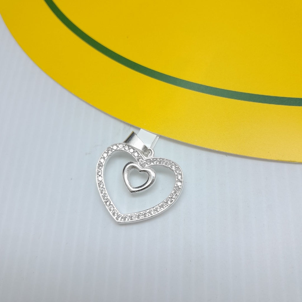 DIJE CORAZON C/CIRCONIAS PLATA .925 2.7 GR (NUEVO)