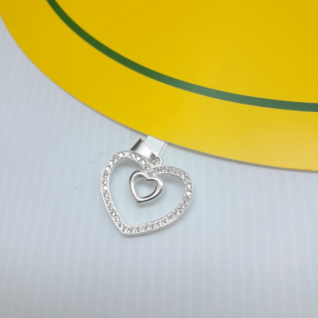 DIJE CORAZON C/CIRCONIAS PLATA .925 2.7 GR (NUEVO)