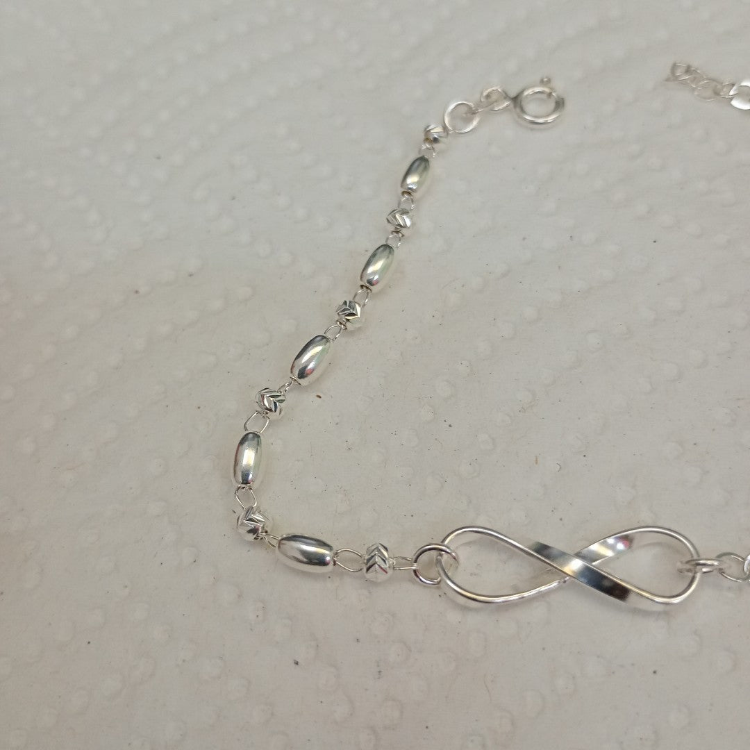 PULSERA TEJIDO INFINITO PLATA .925 18 CM 2.3 GR (NUEVO)