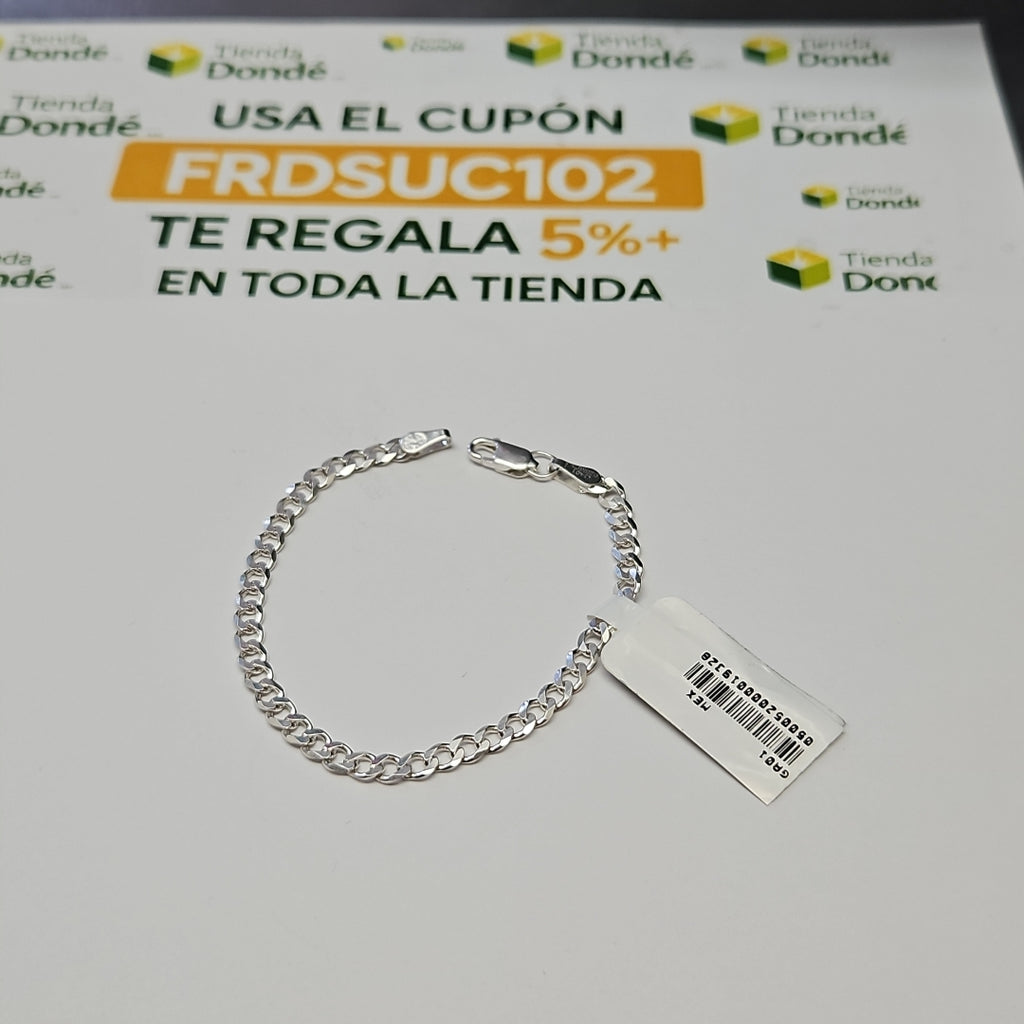 PULSERA TEJIDO BARBADA PLATA .925 16 CM 4.2 GR (NUEVO)