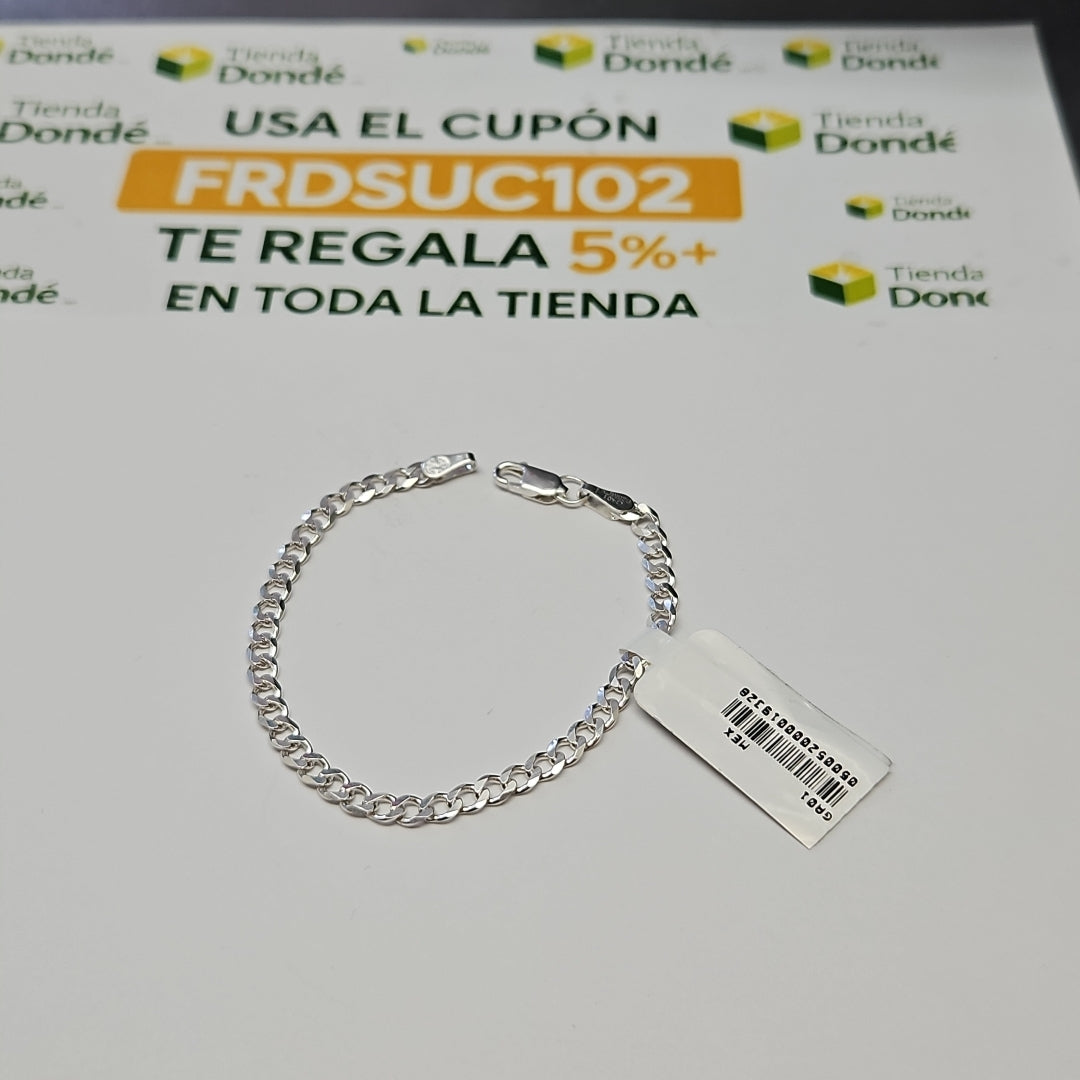 PULSERA TEJIDO BARBADA PLATA .925 16 CM 4.2 GR (NUEVO)