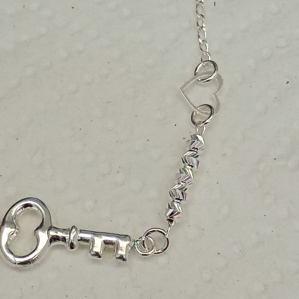 PULSERA TEJIDO LLAVE PLATA .925 18 CM 2.3 GR (NUEVO)