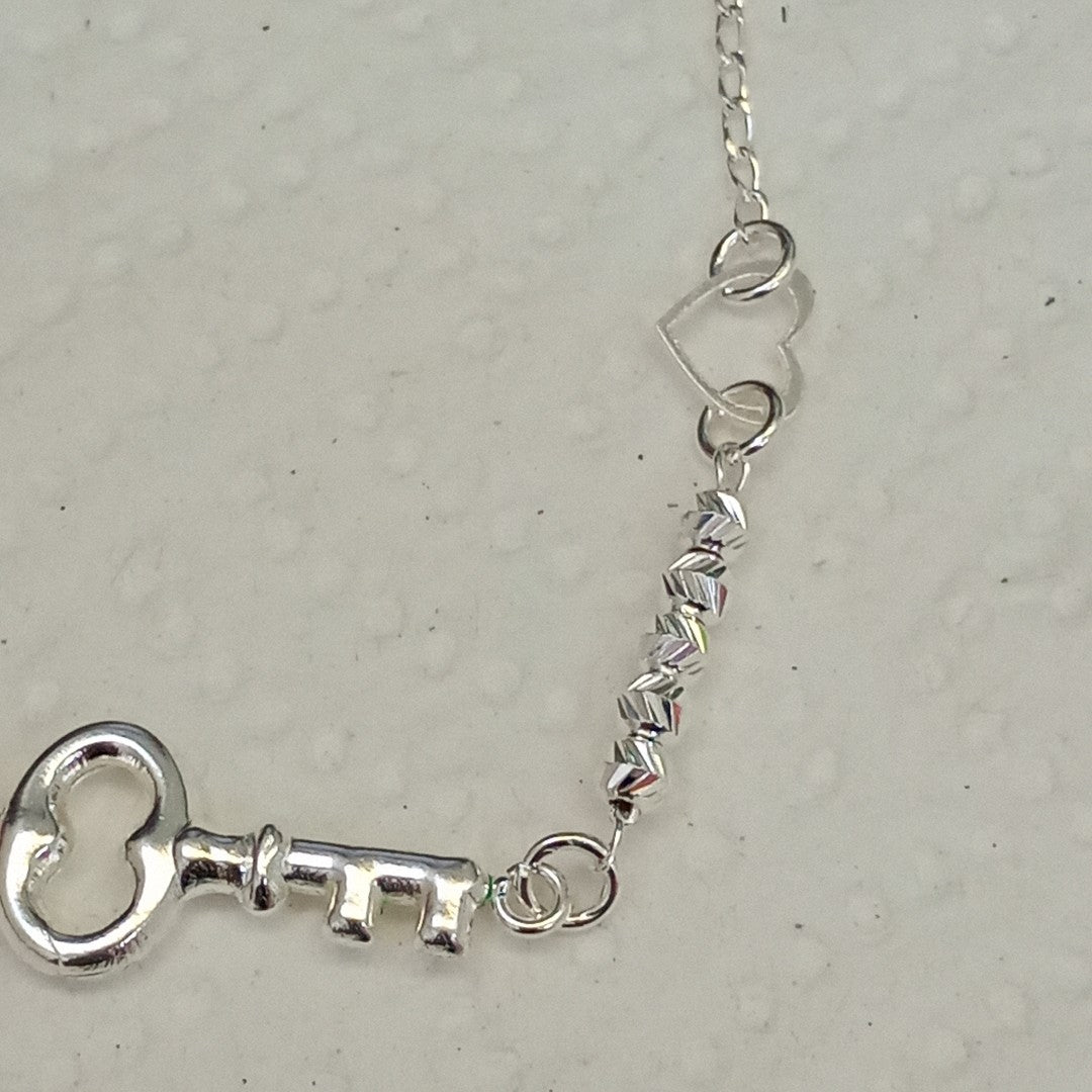 PULSERA TEJIDO LLAVE PLATA .925 18 CM 2.3 GR (NUEVO)