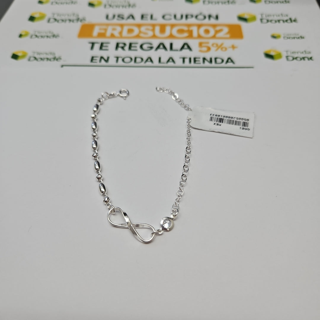 PULSERA TEJIDO ESPECIAL PLATA .925 18 CM 2.6 GR (NUEVO)