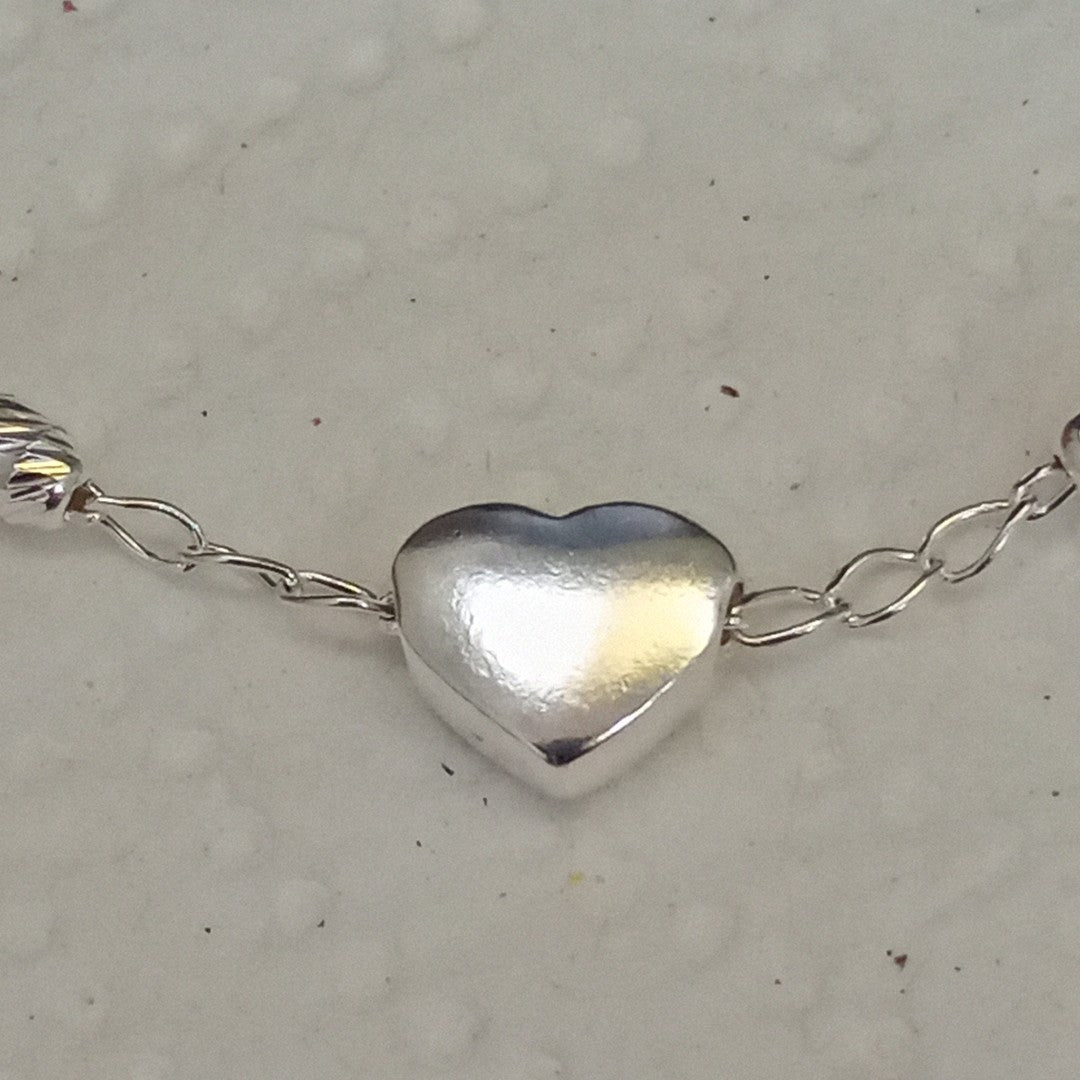 PULSERA TEJIDO CORAZON PLATA .925 18 CM 3.3 GR (NUEVO)