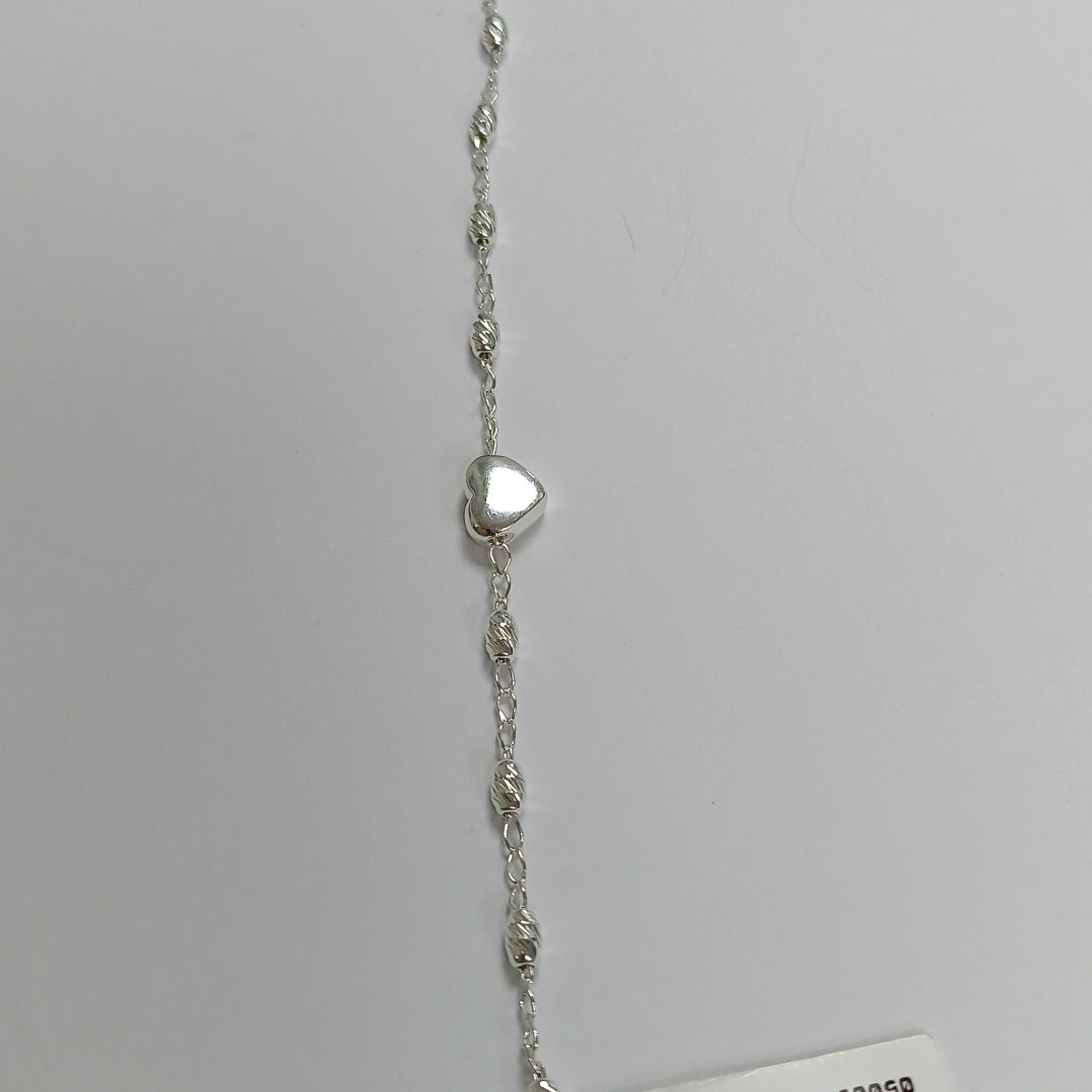 PULSERA TEJIDO CORAZON PLATA .925 18 CM 3.4 GR (NUEVO)