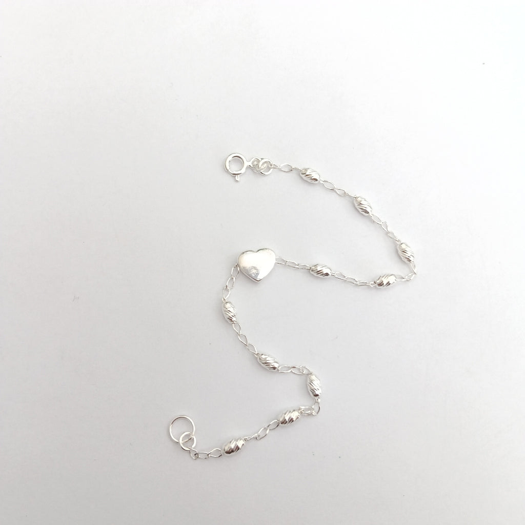 PULSERA TEJIDO CORAZON PLATA .925 18 CM 3.2 GR (NUEVO)