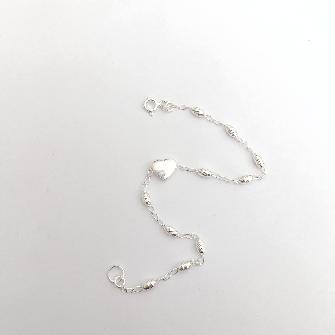 PULSERA TEJIDO CORAZON PLATA .925 18 CM 3.2 GR (NUEVO)