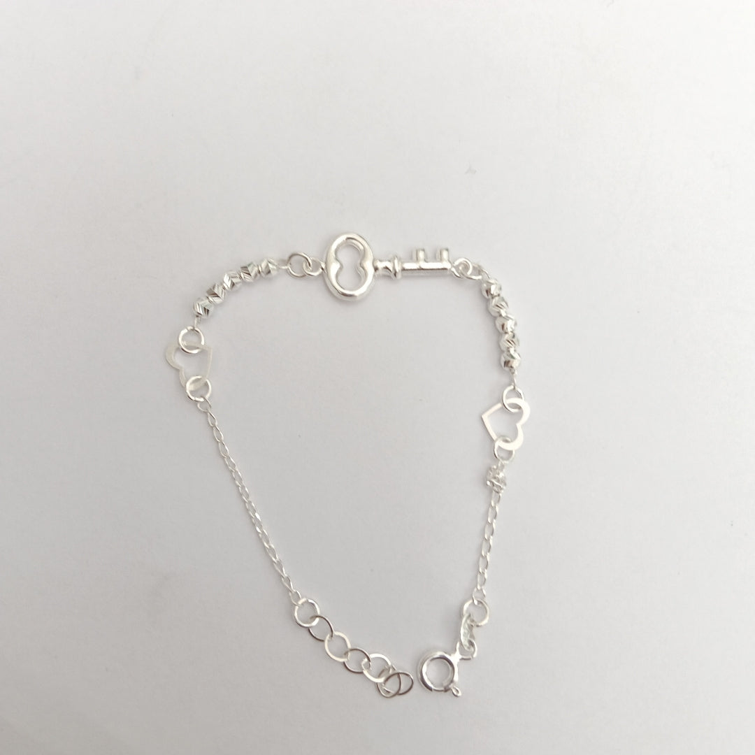 PULSERA TEJIDO LLAVE PLATA .925 18 CM 2.3 GR (NUEVO)