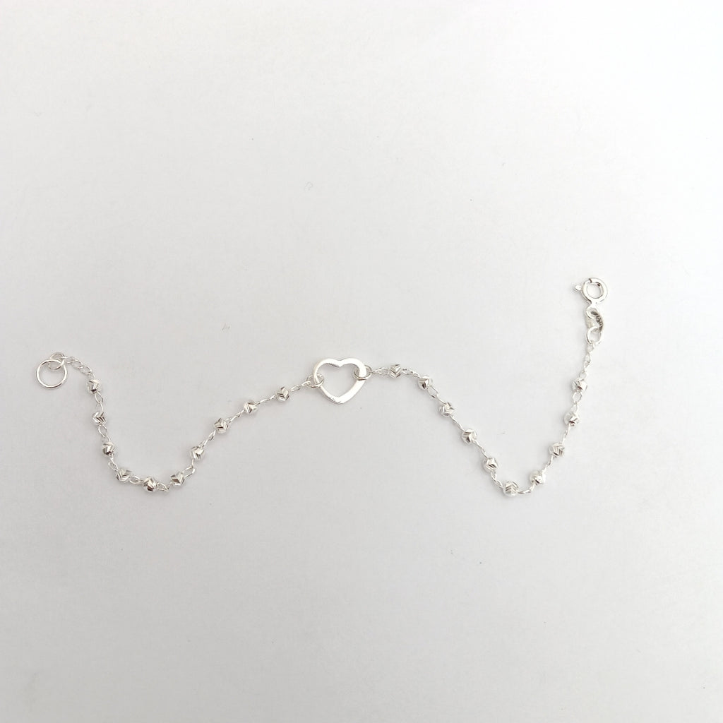 PULSERA TEJIDO CORAZON PLATA .925 18 CM 2 GR (NUEVO)