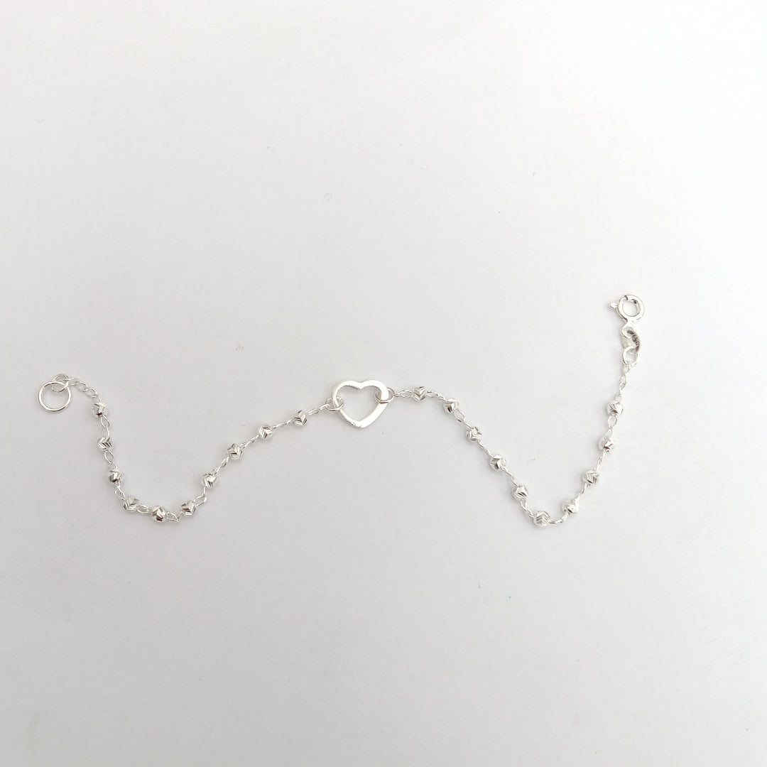 PULSERA TEJIDO CORAZON PLATA .925 18 CM 2 GR (NUEVO)