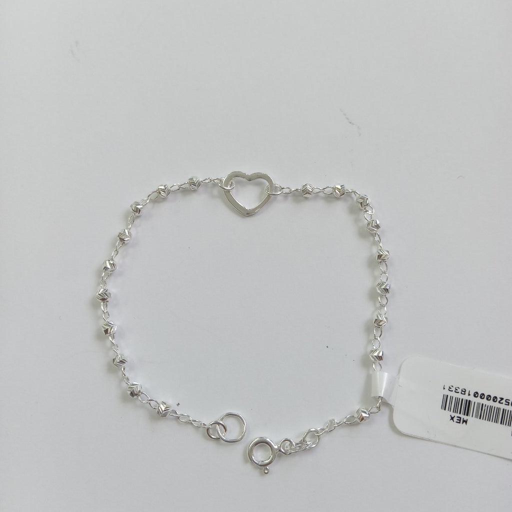 PULSERA TEJIDO CORAZON PLATA .925 18 CM 2 GR (NUEVO)