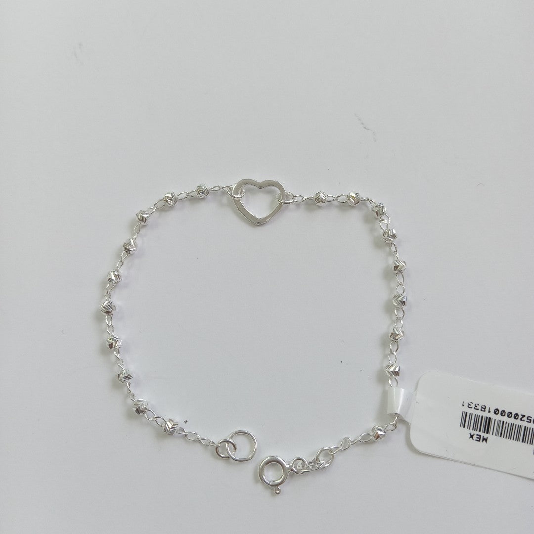 PULSERA TEJIDO CORAZON PLATA .925 18 CM 2 GR (NUEVO)