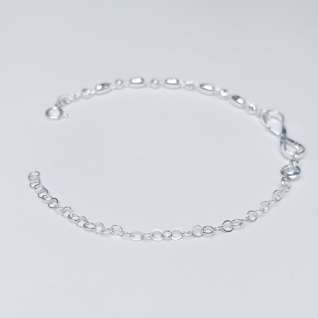 PULSERA TEJIDO ESPECIAL PLATA .925 18 CM 2.6 GR (NUEVO)
