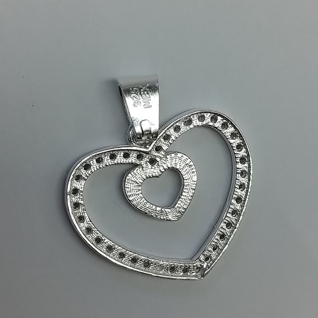 DIJE CORAZON C/CIRCONIAS PLATA .925 2.7 GR (NUEVO)