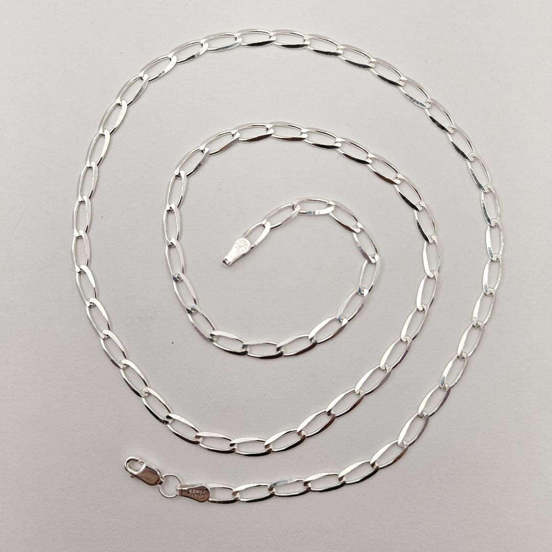 CADENA TEJIDO ESLABONES PLATA .925 60 CM 10.7 GR (NUEVO)