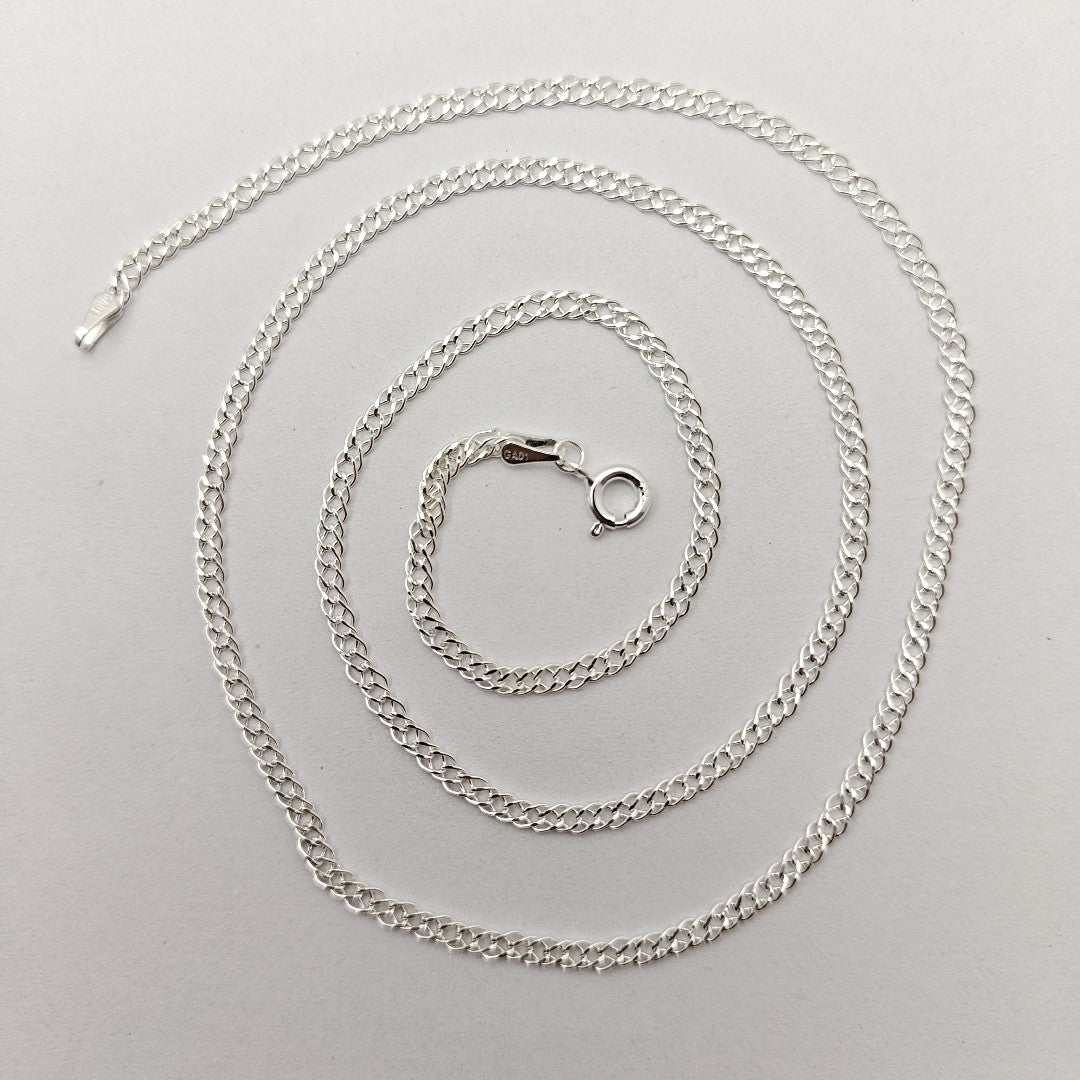 CADENA TEJIDO ESLABONES PLATA .925 55 CM 4.2 GR (NUEVO)