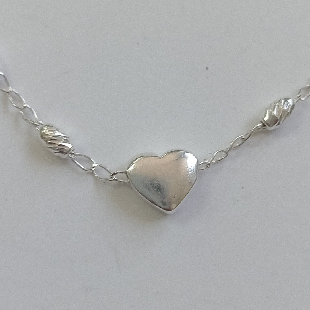 PULSERA TEJIDO CORAZON PLATA .925 18 CM 3.3 GR (NUEVO)