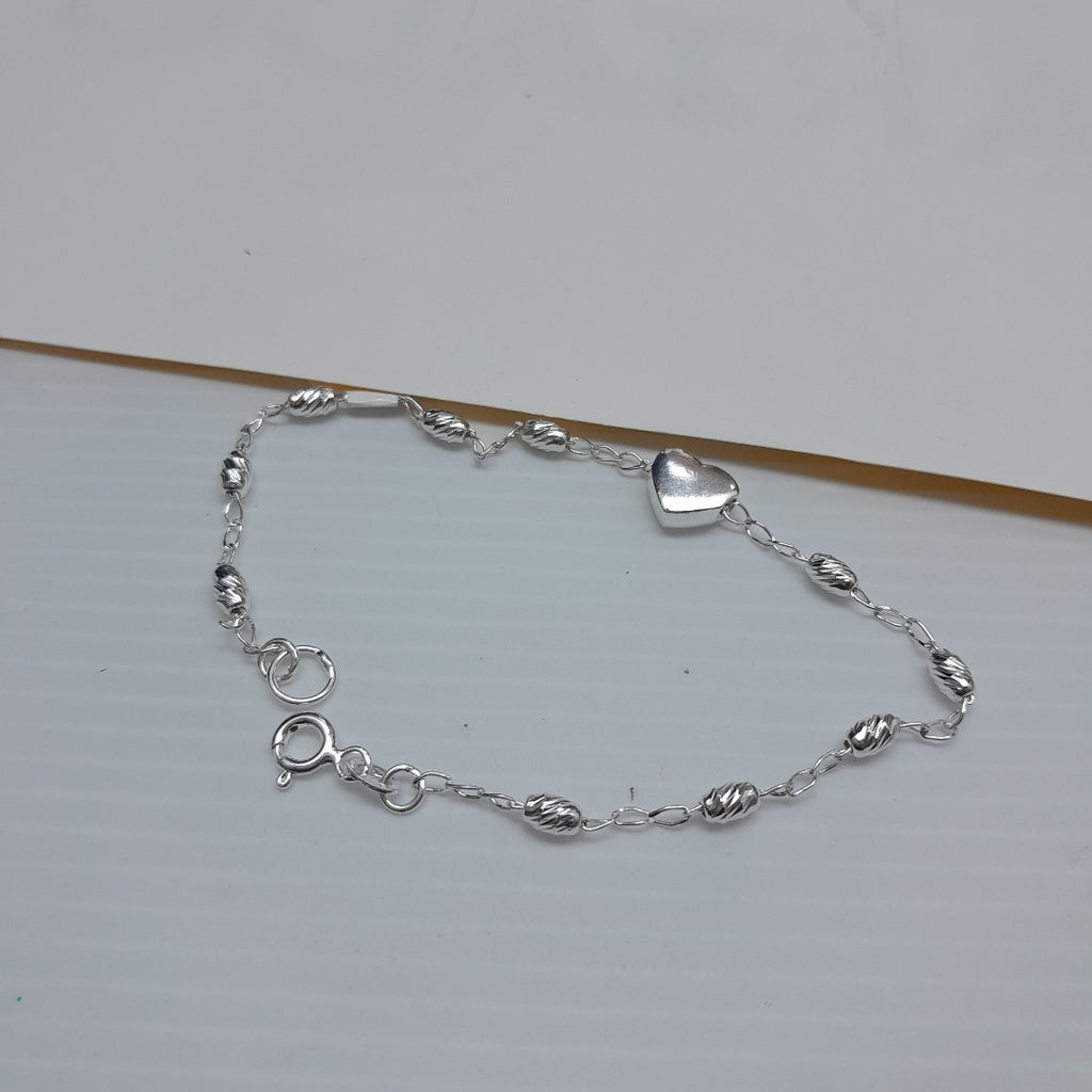 PULSERA TEJIDO CORAZON PLATA .925 18 CM 3.3 GR (NUEVO)