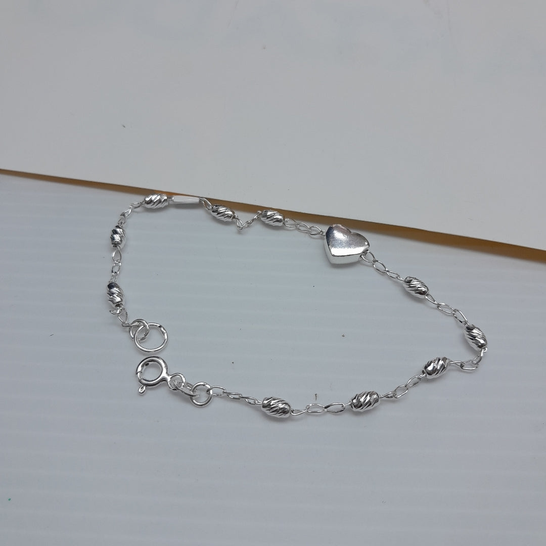 PULSERA TEJIDO CORAZON PLATA .925 18 CM 3.3 GR (NUEVO)