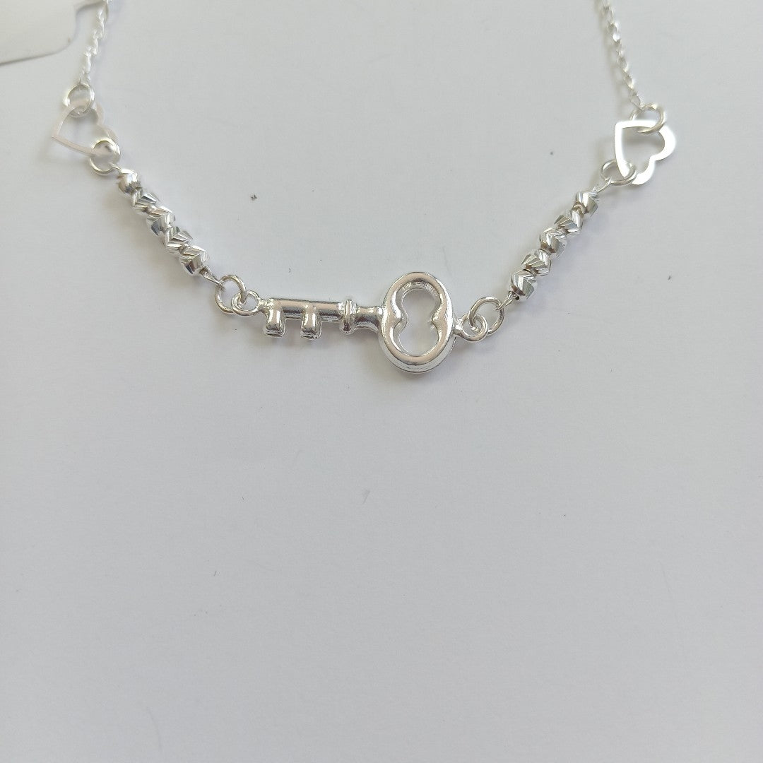 PULSERA TEJIDO LLAVE PLATA .925 18 CM 2.3 GR (NUEVO)