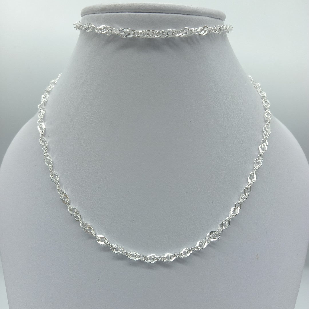 CADENA TEJIDO MEDIO TORZAL PLATA .925 55 CM 5.8 GR (NUEVO)