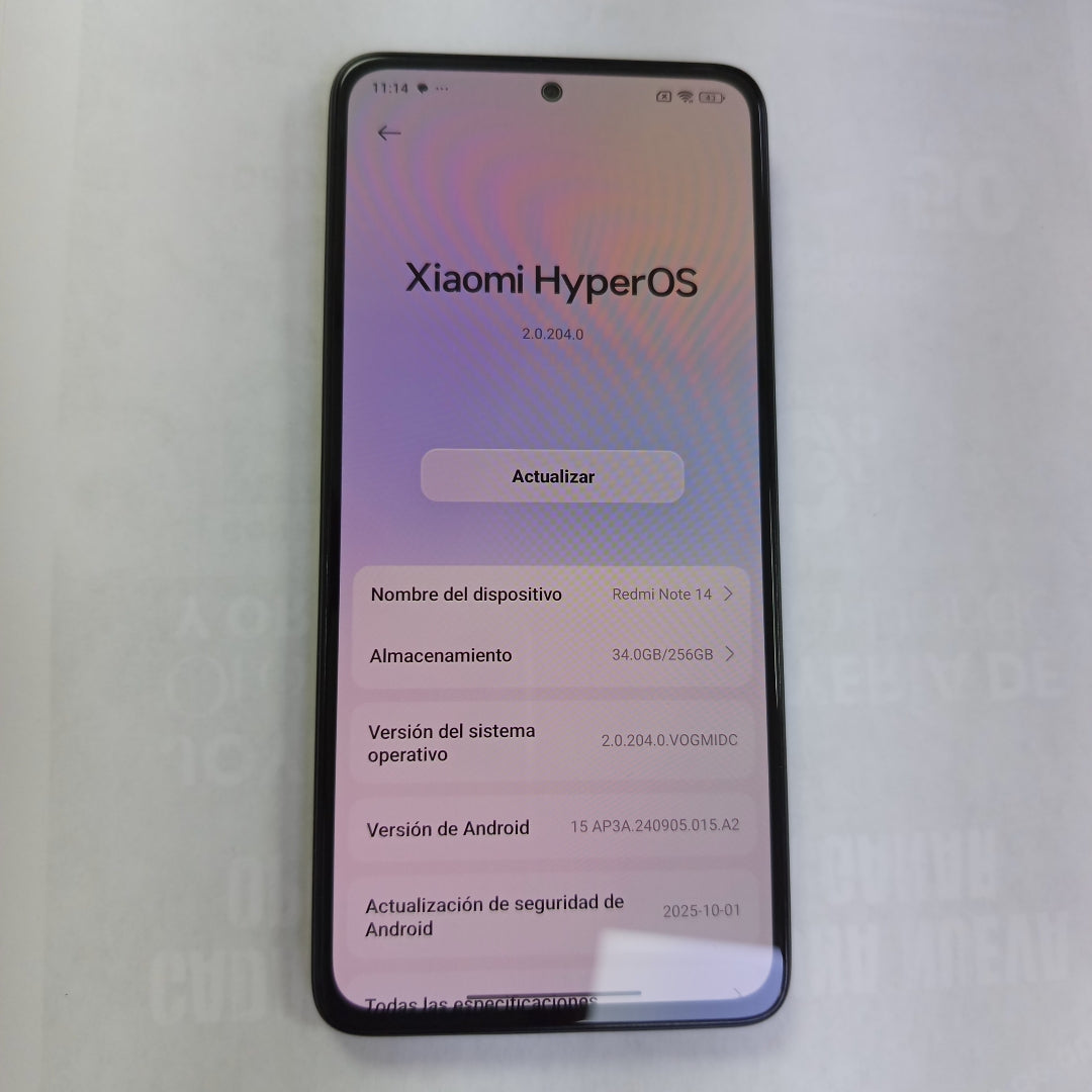CELULAR XIAOMI REDMI NOTE 14 24117RN76L (2025) 256 GB 8 GB RAM (SEMINUEVO)