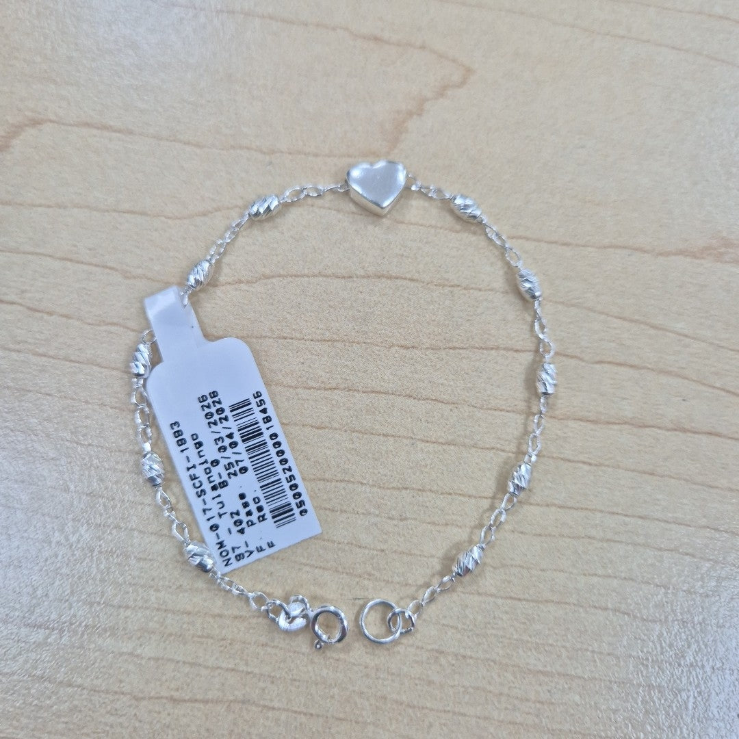 PULSERA TEJIDO CORAZON PLATA .925 18 CM 3.3 GR (NUEVO)