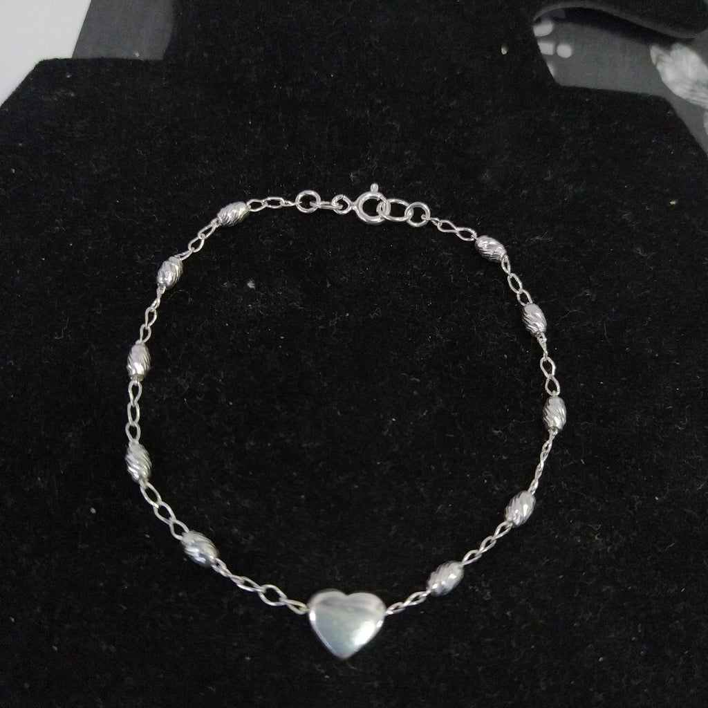 PULSERA TEJIDO CORAZON PLATA .925 18 CM 3.3 GR (NUEVO)