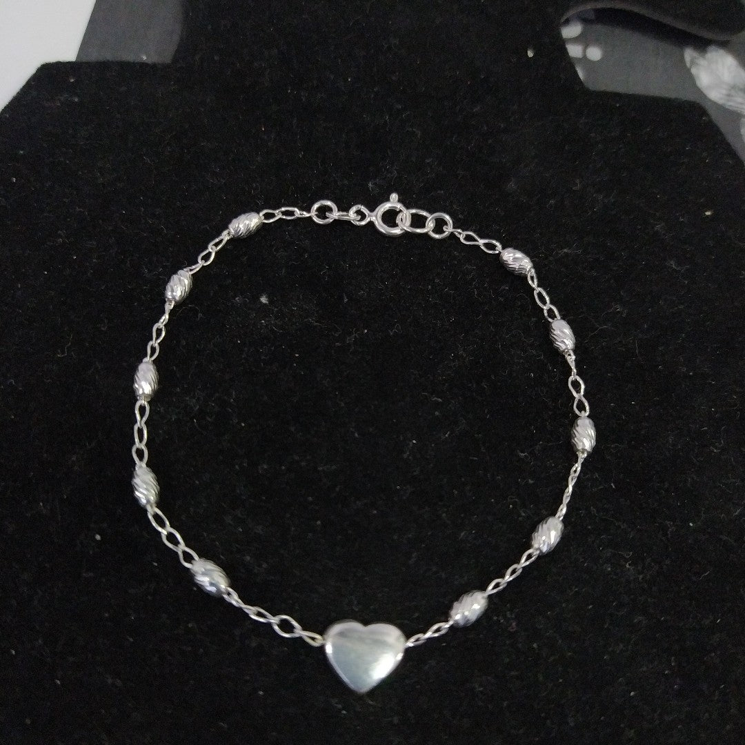 PULSERA TEJIDO CORAZON PLATA .925 18 CM 3.3 GR (NUEVO)