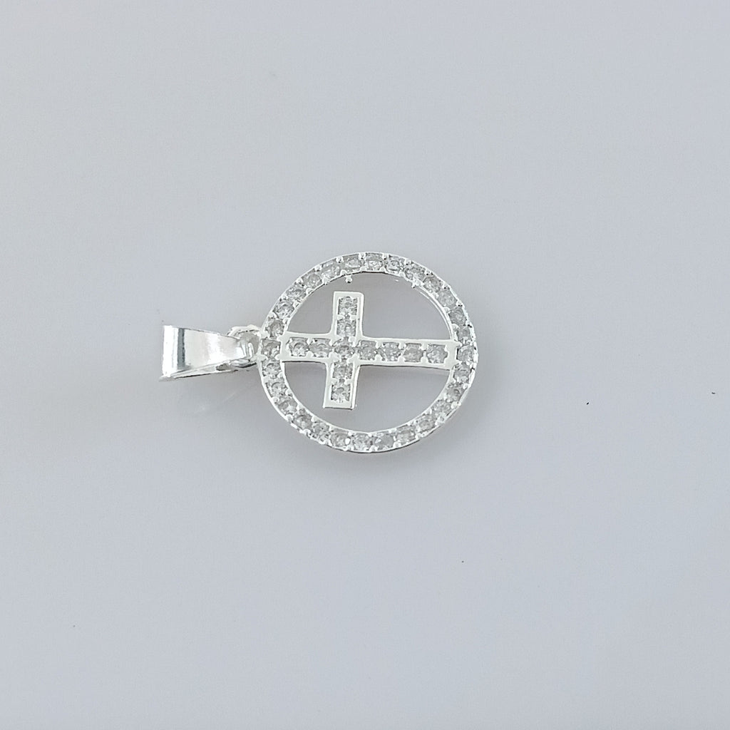 DIJE CRUZ C/CIRCONIAS PLATA .925 2.4 GR (NUEVO)