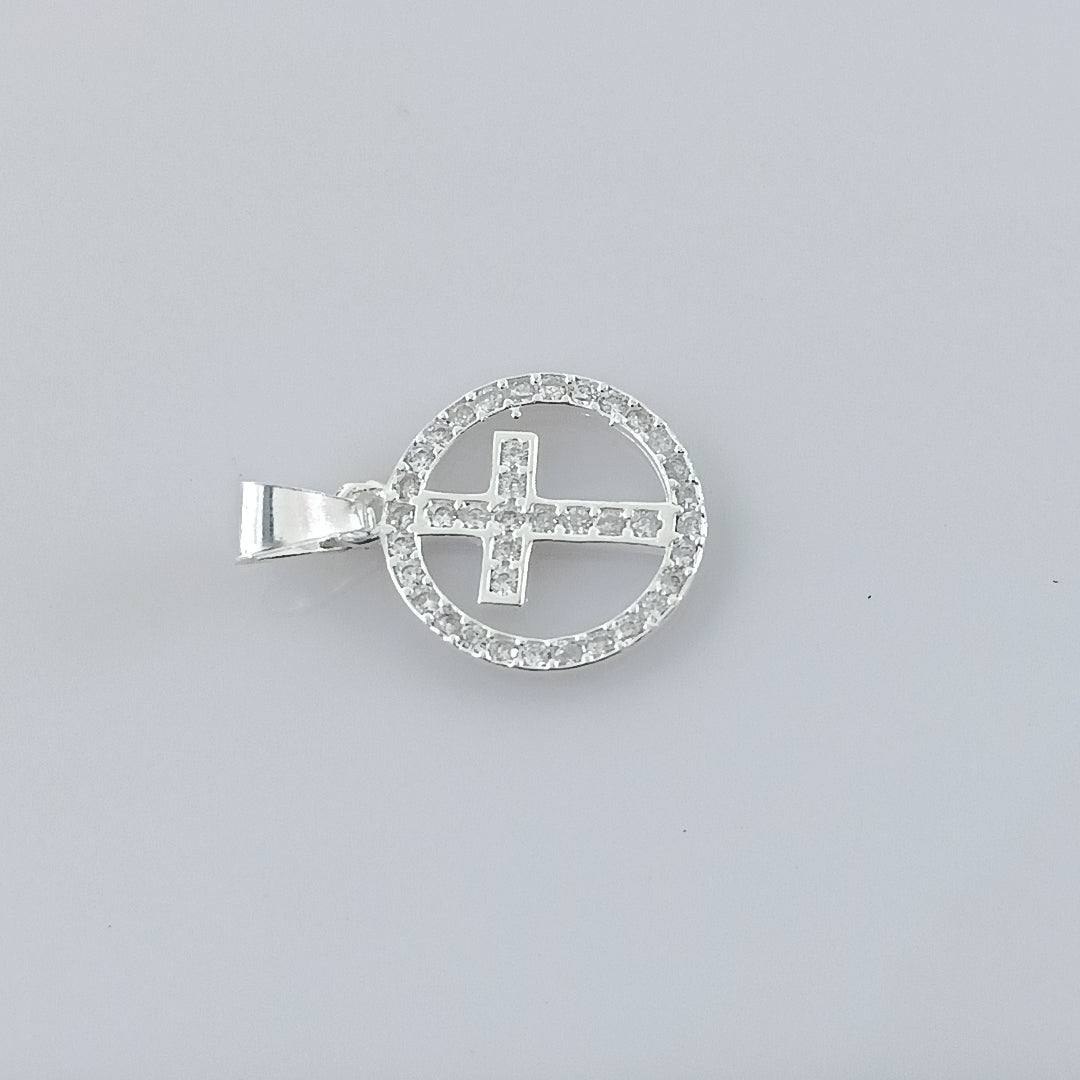 DIJE CRUZ C/CIRCONIAS PLATA .925 2.4 GR (NUEVO)