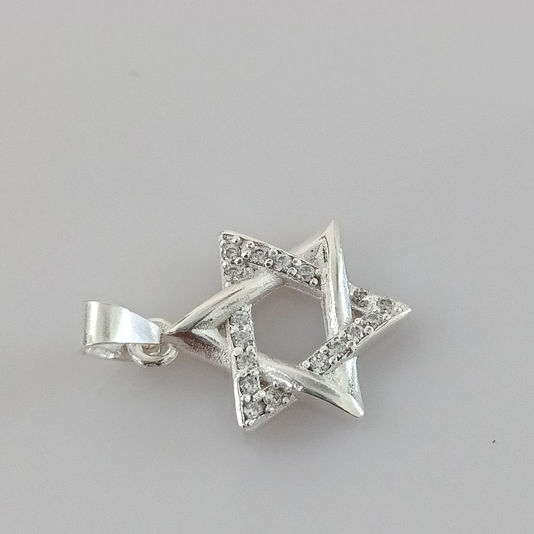DIJE ESTRELLA DE DAVID C/CIRCONIAS PLATA .925 2.6 GR (NUEVO)