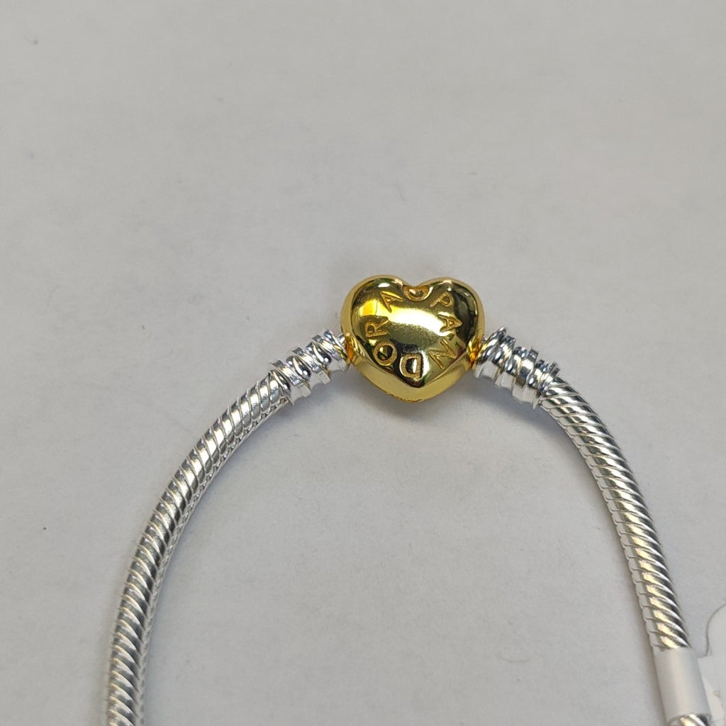 PULSERA TEJIDO ARTICULADA CON CHARMS PLATA .925 21 CM 20.9 GR (NUEVO)