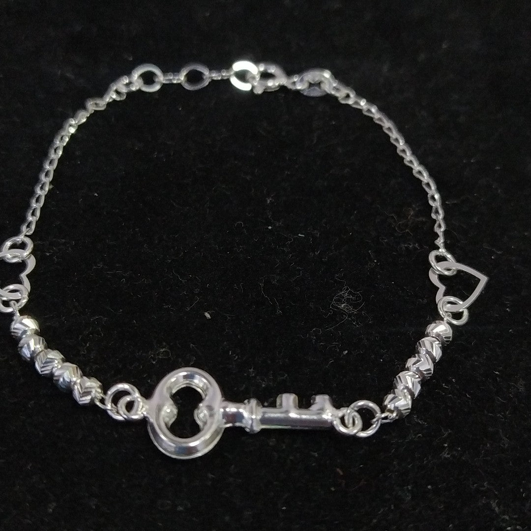PULSERA TEJIDO LLAVE PLATA .925 18 CM 2.3 GR (NUEVO)