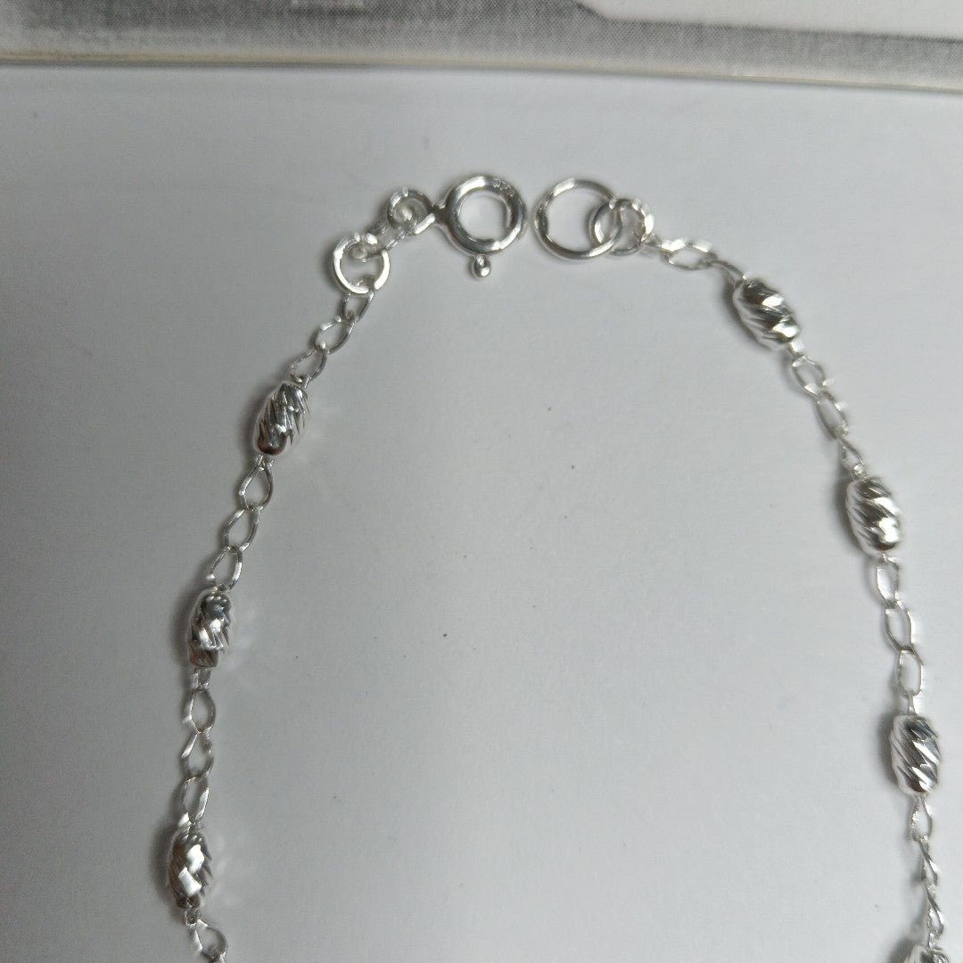 PULSERA TEJIDO CORAZON PLATA .925 18 CM 3.4 GR (NUEVO)