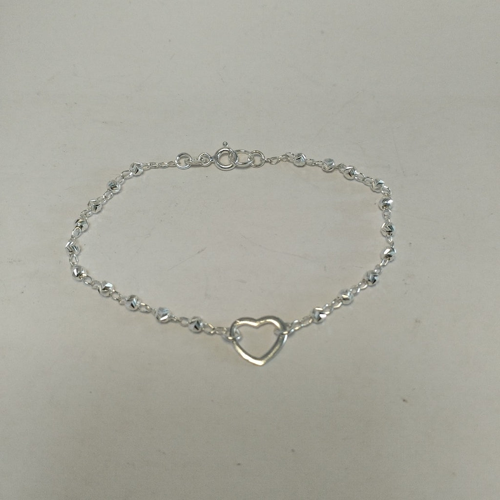 PULSERA TEJIDO CORAZON PLATA .925 18 CM 2 GR (NUEVO)