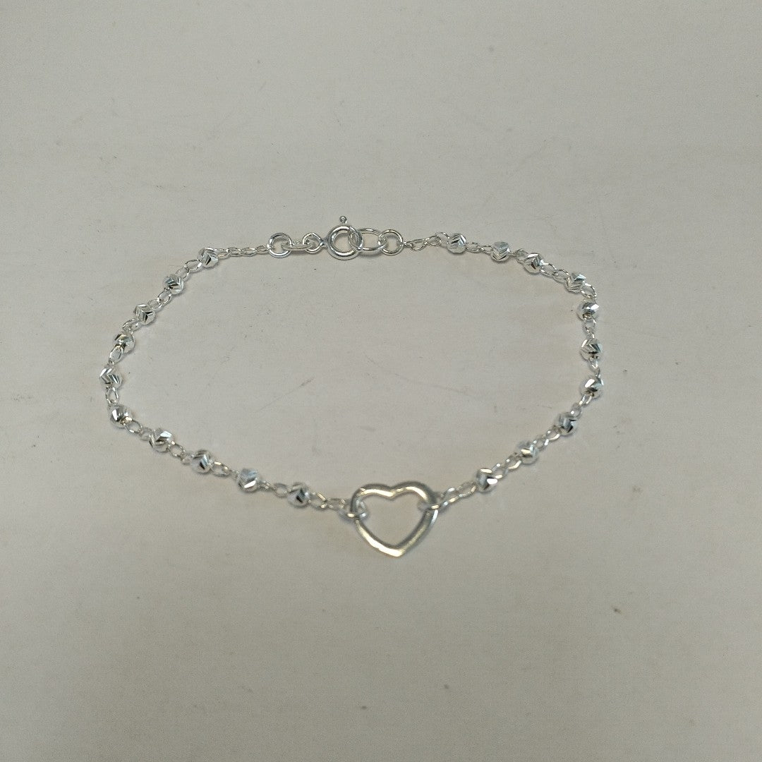 PULSERA TEJIDO CORAZON PLATA .925 18 CM 2 GR (NUEVO)